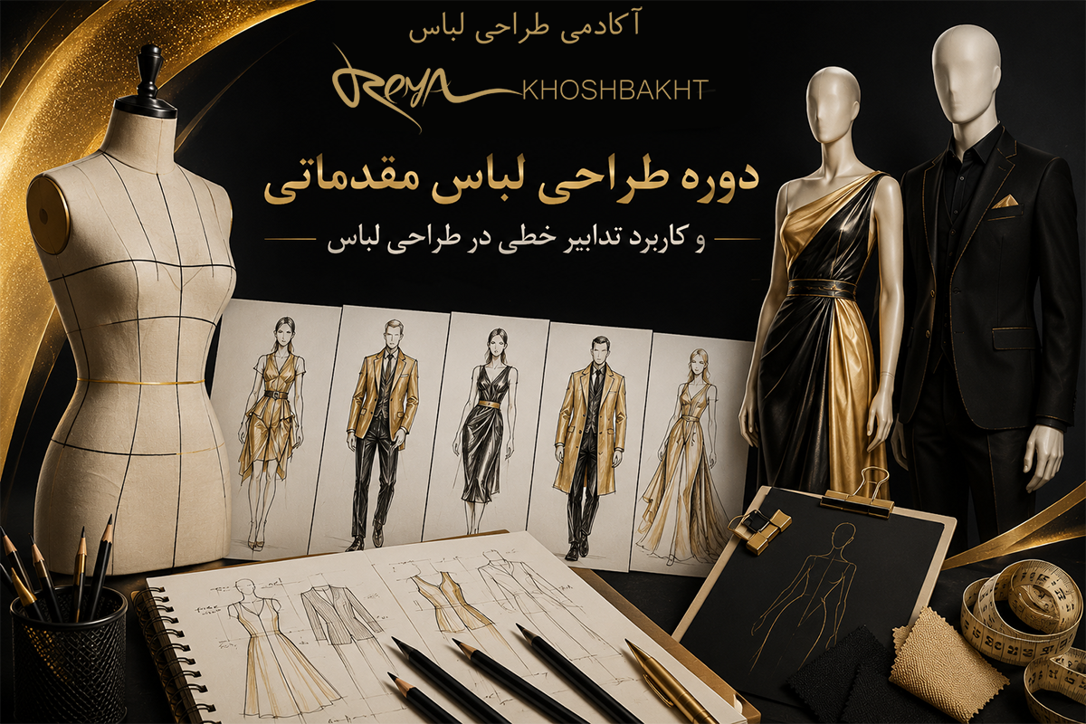دوره طراحی لباس مقدماتی و کاربرد تدابیر خطی در طراحی لباس