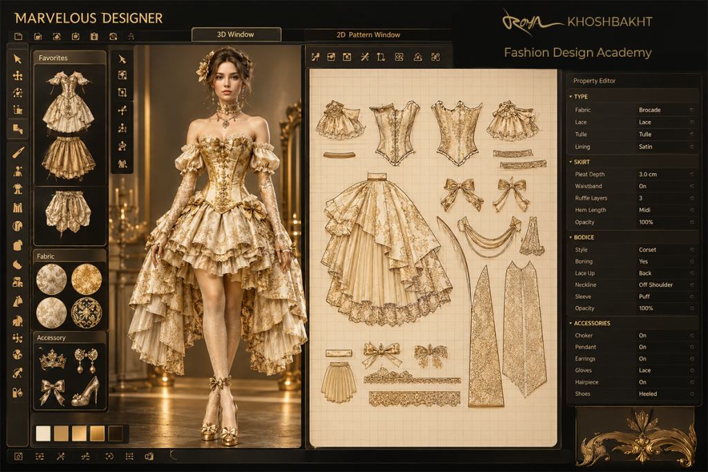 طراحی لباس لایهای و شبیهسازی لباسهای چندلایه در نرمافزار Marvelous Designer